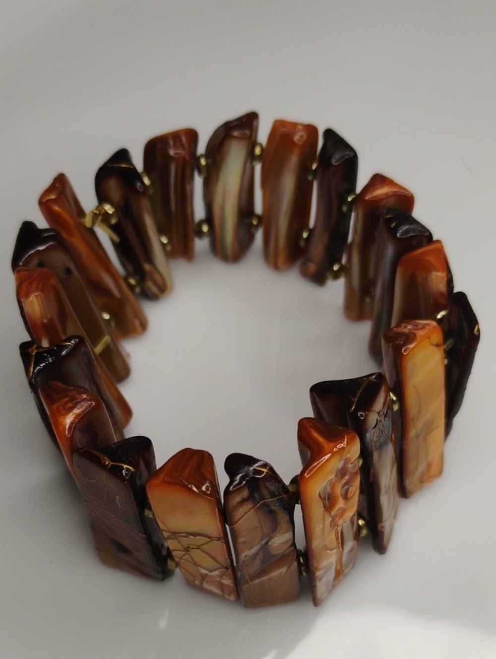 Brown Agate Chip Shell  Stretch Bracelet - Women Jewelry
